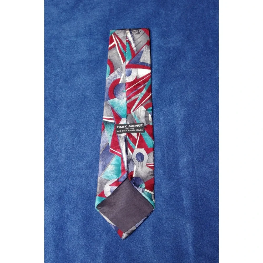 Vintage Geometric Necktie Colorful Abstract Vapor‎ Wave Silk EUC 80s 90s